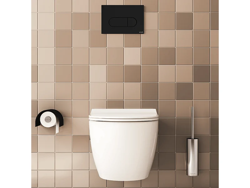 Pack WC suspendu VitrA Sento Blanc Compact + Bâti auto-portant V-Fix Core + Plaque Round Noir mat