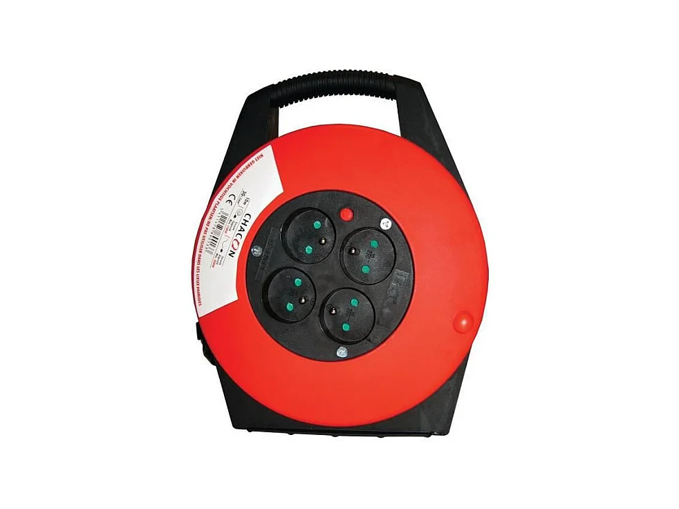 Zwijacz Domowy 10m 4 Gniazdka 16A Chacon z Wyłącznikiem Termicznym i Uchwytem