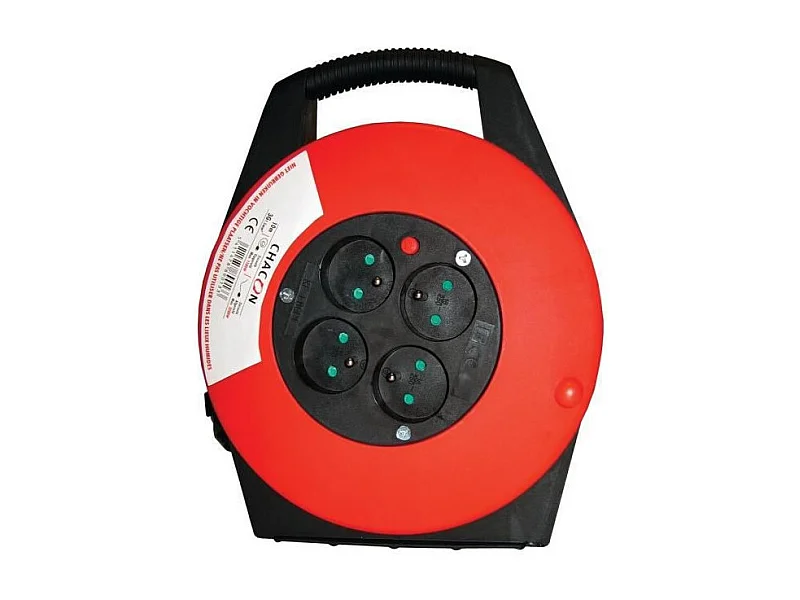 Zwijacz Domowy 10m 4 Gniazdka 16A Chacon z Wyłącznikiem Termicznym i Uchwytem