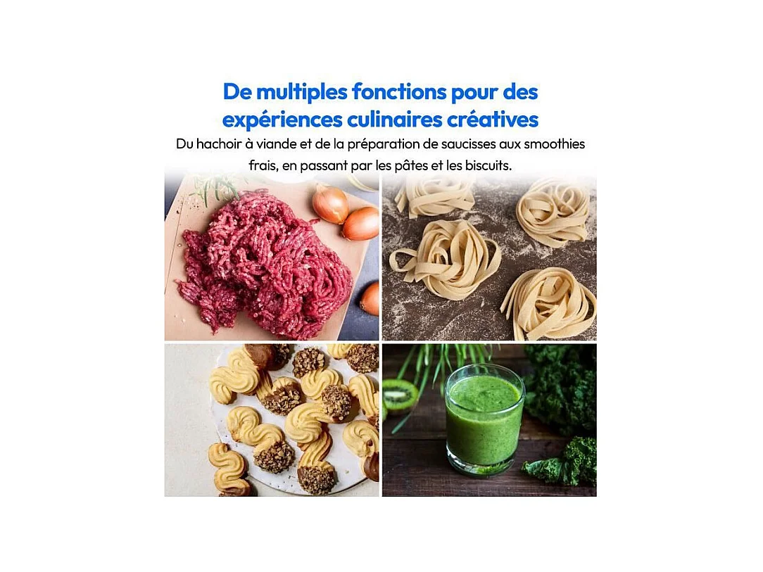 Robot pâtissier 3-en-1- MEDION - MD18430 - 1200 W - 5 L - 8 vitesses - Fonction hachoir - Noir