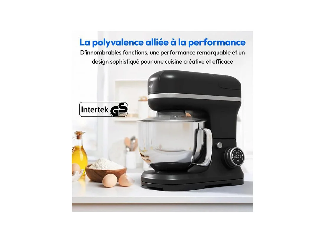 Robot pâtissier 3-en-1- MEDION - MD18430 - 1200 W - 5 L - 8 vitesses - Fonction hachoir - Noir