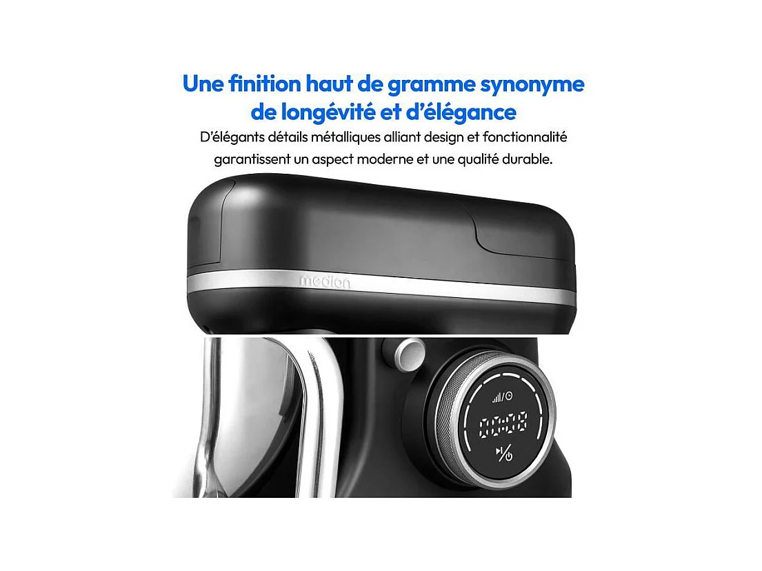 Robot pâtissier 3-en-1- MEDION - MD18430 - 1200 W - 5 L - 8 vitesses - Fonction hachoir - Noir