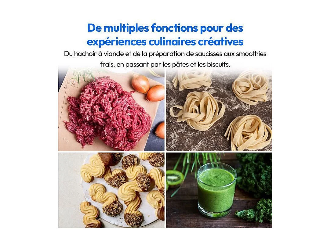 Robot pâtissier 3-en-1- MEDION - MD18430 - 1200 W - 5 L - 8 vitesses - Fonction hachoir - Noir