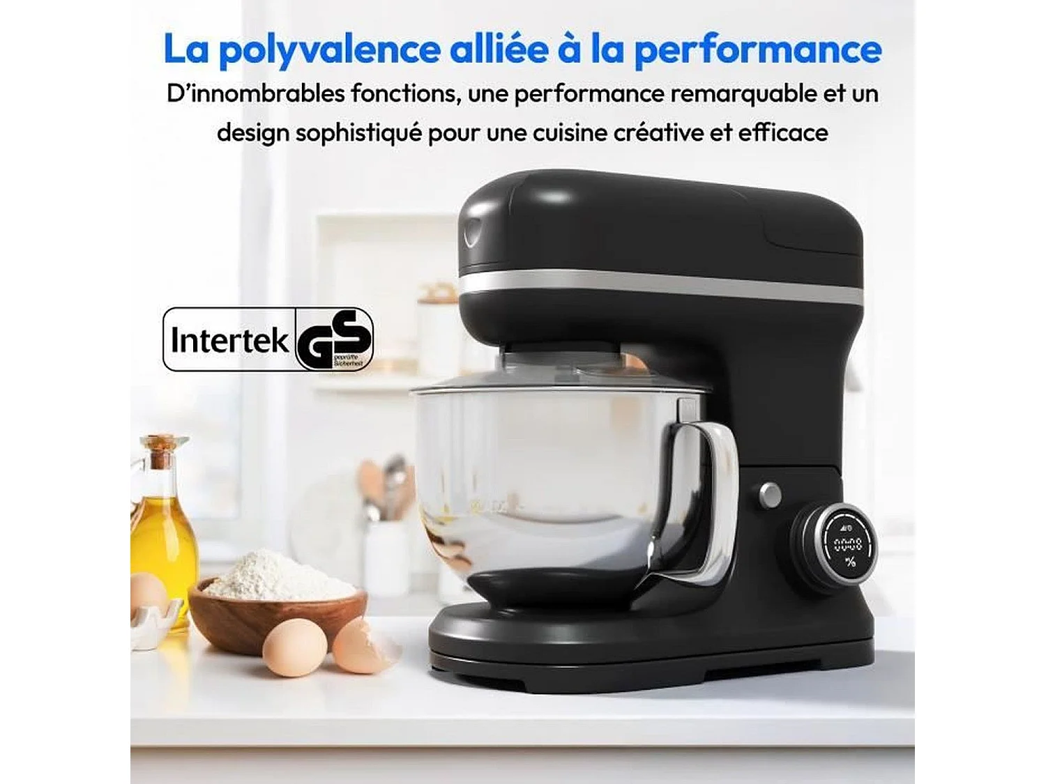 Robot pâtissier 3-en-1- MEDION - MD18430 - 1200 W - 5 L - 8 vitesses - Fonction hachoir - Noir