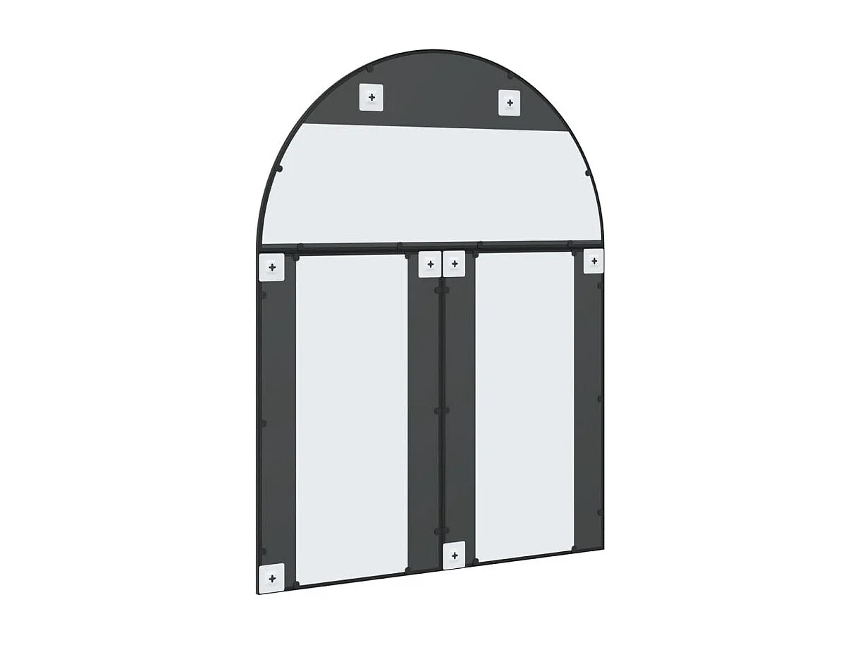 Espelho de Parede Arqueado em Ferro Preto 100x130 cm para Decoração Minimalista