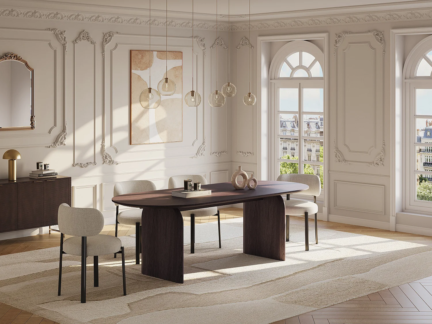 Table à manger 8 personnes en bois d'acacia - Naturel foncé - BRASLI de Maison Céphy