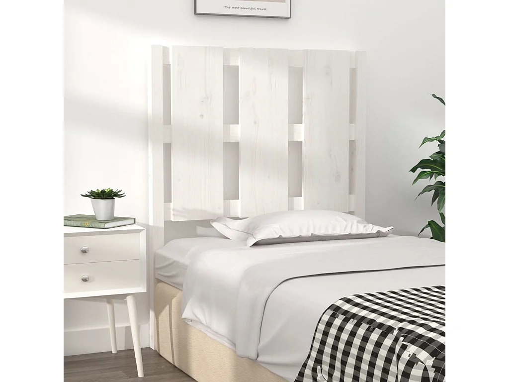 Cabecero de Cama | Cabezal de cama | Mueble de cabecero madera maciza de pino blanco 80,5x4x100 cm