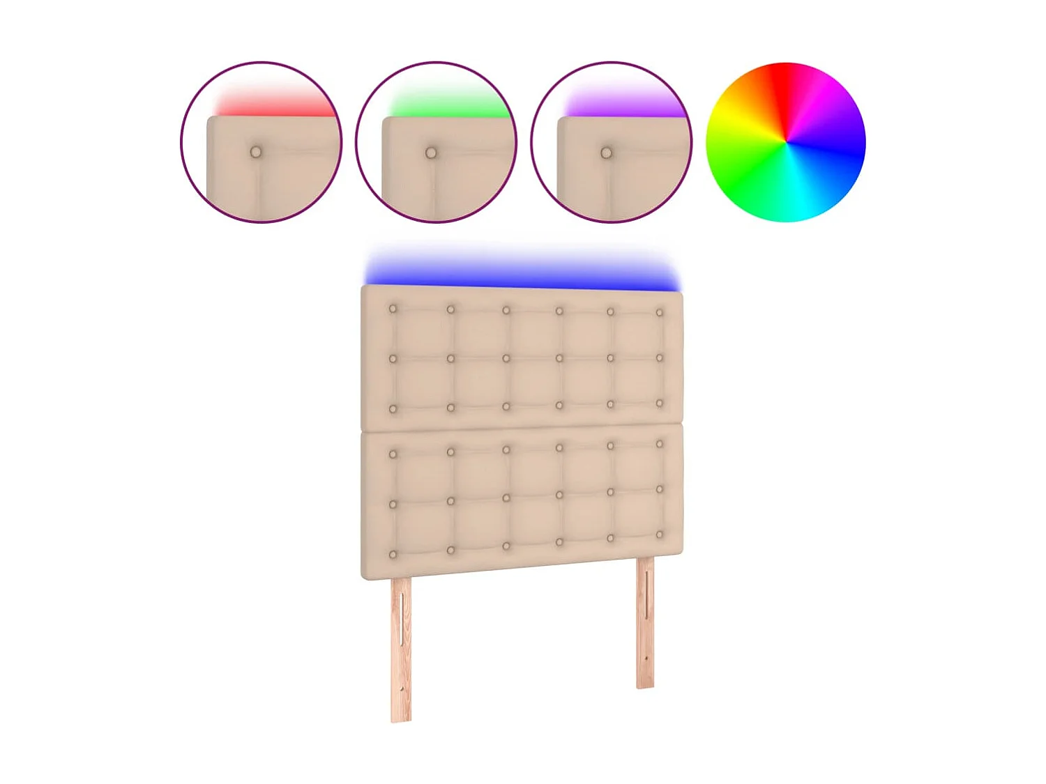 Tête de Lit | Panneau de tête pour lit Moderne à LED Cappuccino 100x5x118/128 cm Similicuir