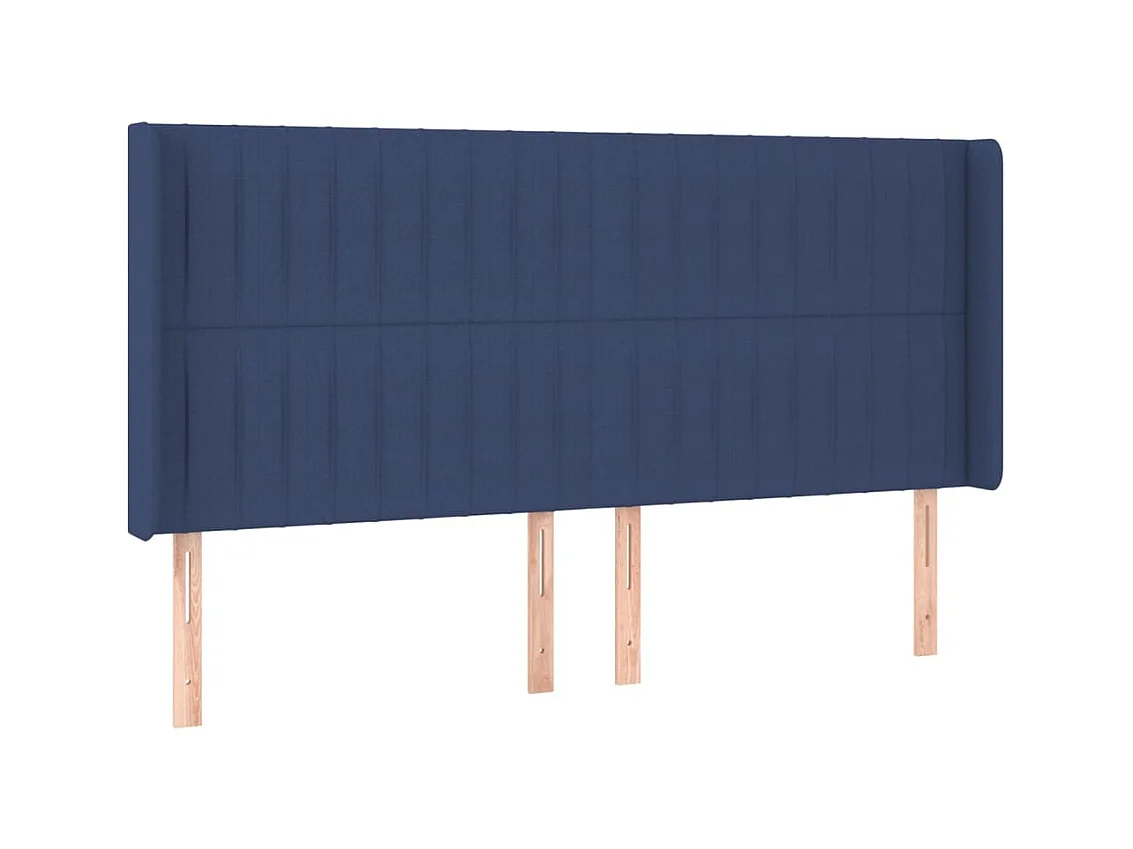 Cabecero | Cabezal de Cama | Mueble cabecero con orejas de tela azul 163x16x118/128 cm