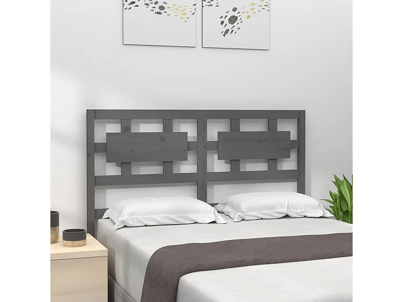 Tête de Lit | Panneau de tête pour lit Moderne Gris 165,5x4x100 cm Bois massif de pin