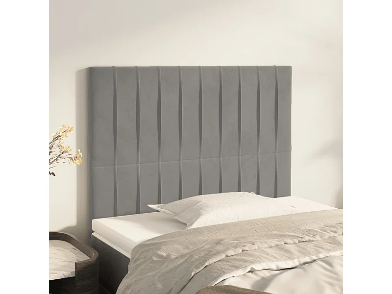 Cabeceros | Cabezal de cama | Mueble de cabecero 2 unidades de terciopelo gris claro 100x5x78/88 cm