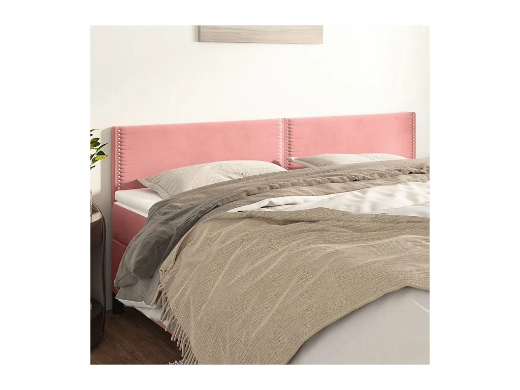 Cabeceros | Cabezal de cama | Mueble de cabecero 2 unidades de terciopelo rosa 100x5x78/88 cm