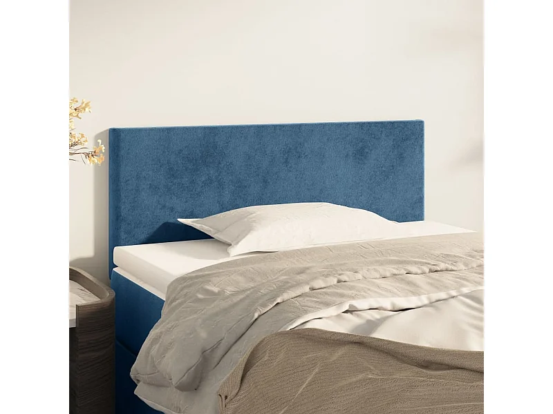 Mueble cabecero | Cabezal de cama | Cabecero de terciopelo azul oscuro 90x5x78/88 cm