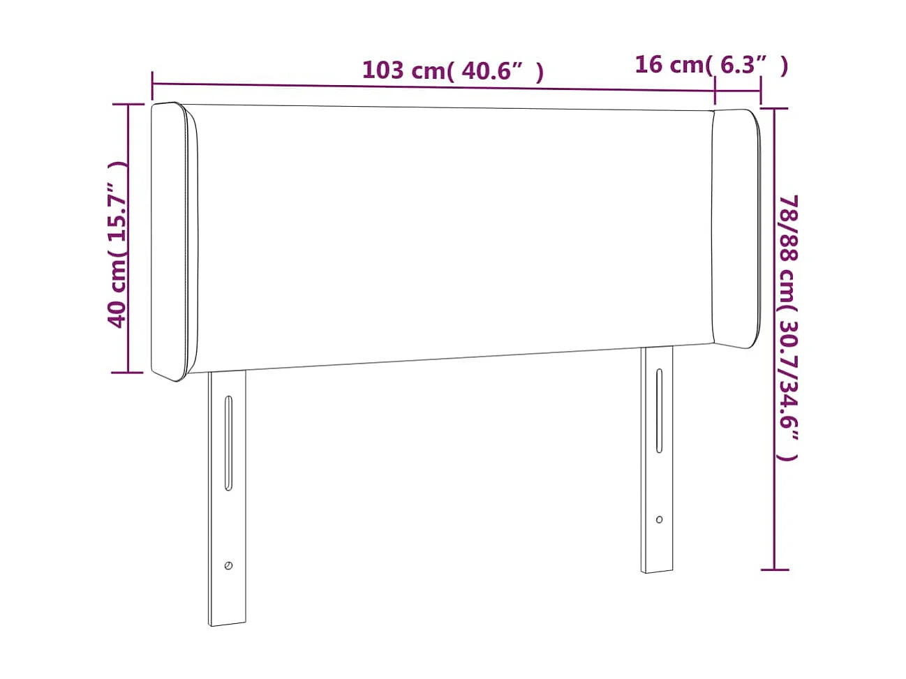 Mueble cabecero | Cabezal de cama | Cabecero con LED de tela negro 103x16x78/88 cm