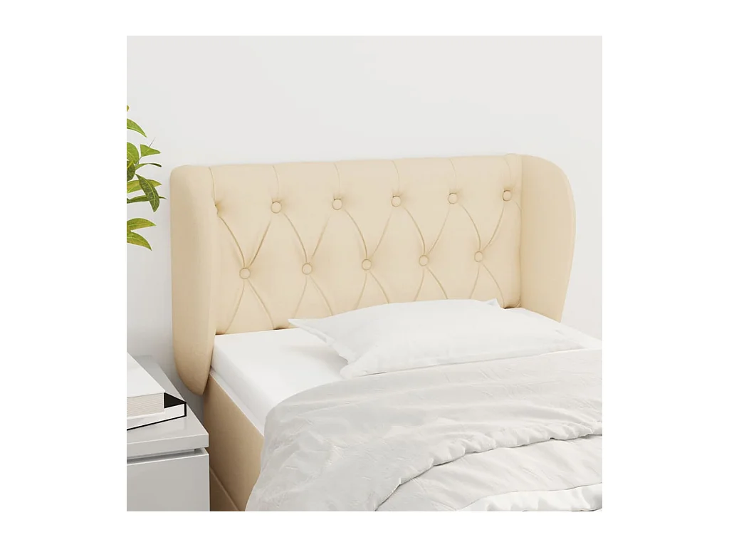Tête de Lit | Panneau de tête pour lit Moderne avec oreilles Crème 83x23x78/88 cm Tissu