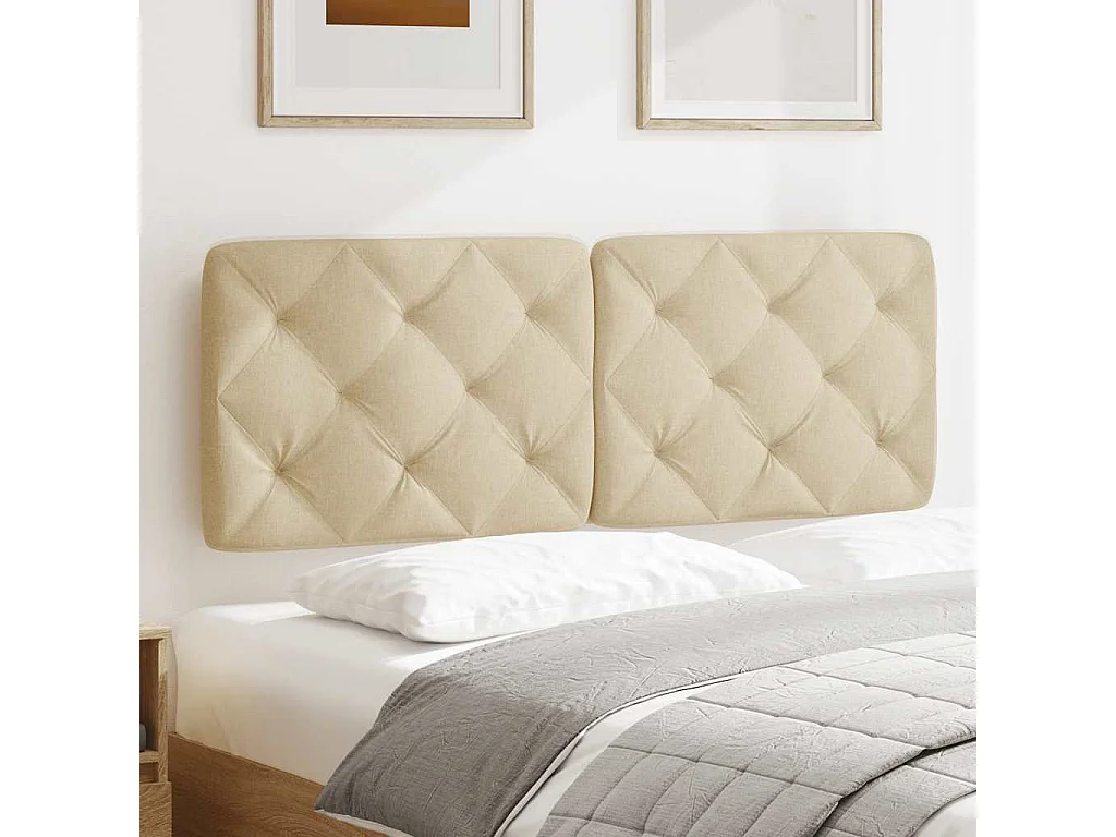 Cabecero de Cama | Cabezal de cama | Mueble de cabecero acolchado tela crema 140 cm