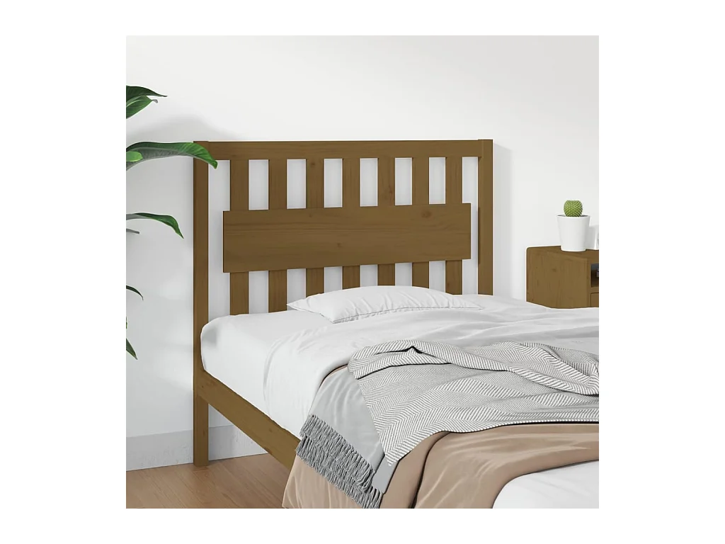 Cabecero de Cama | Cabezal de cama | Mueble de cabecero madera maciza pino marrón miel 105,5x4x100 cm