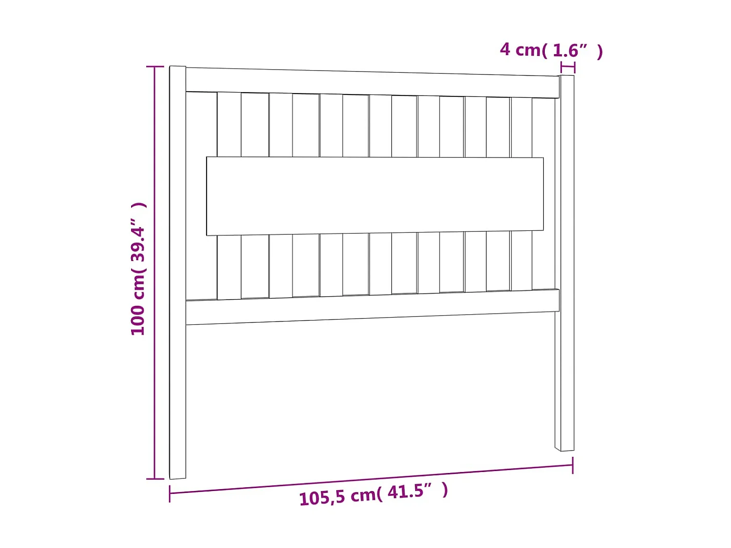 Cabecero de Cama | Cabezal de cama | Mueble de cabecero madera maciza pino marrón miel 105,5x4x100 cm