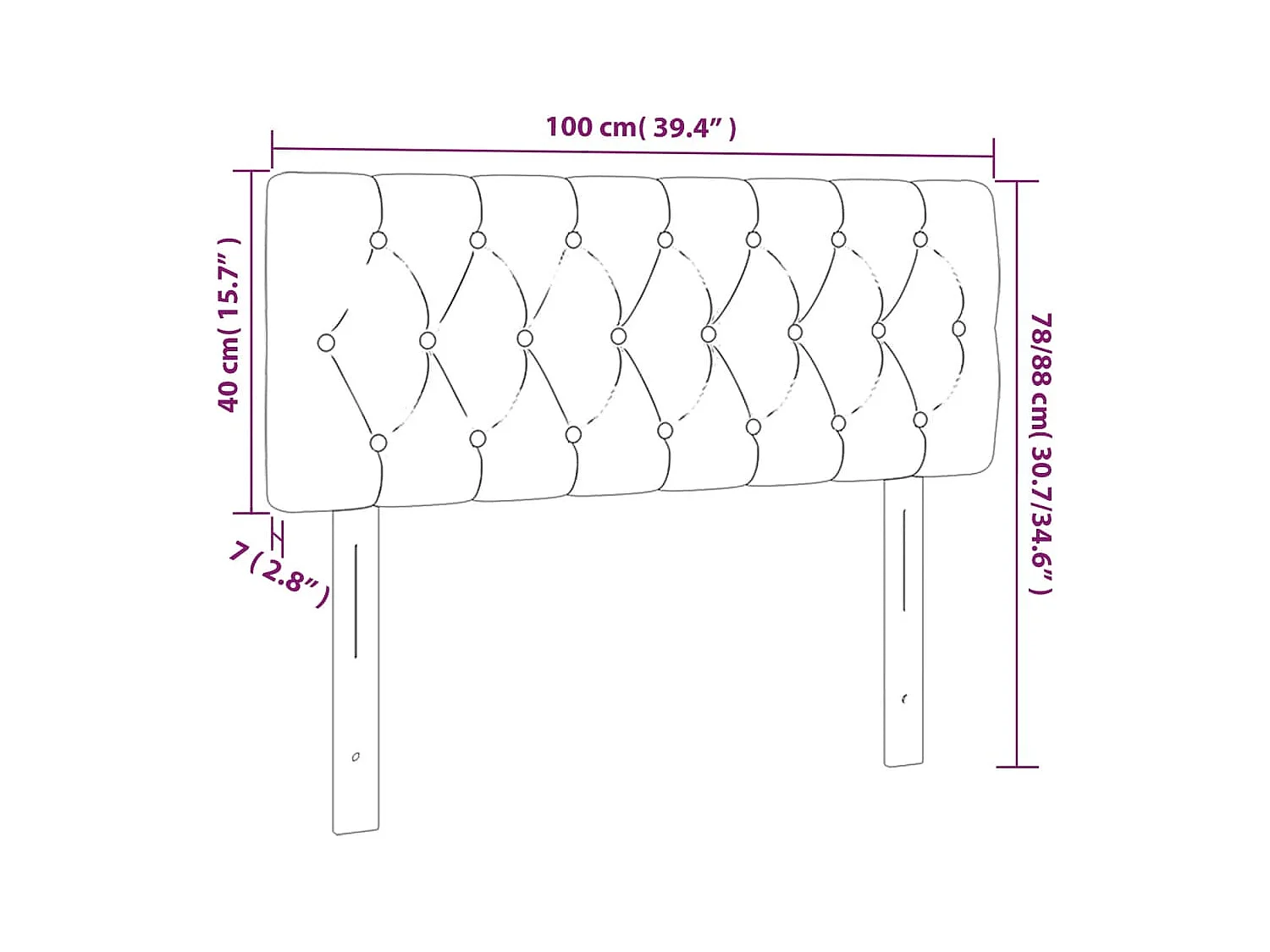 Mueble cabecero | Cabezal de cama | Cabecero con LED de tela azul 100x7x78/88 cm