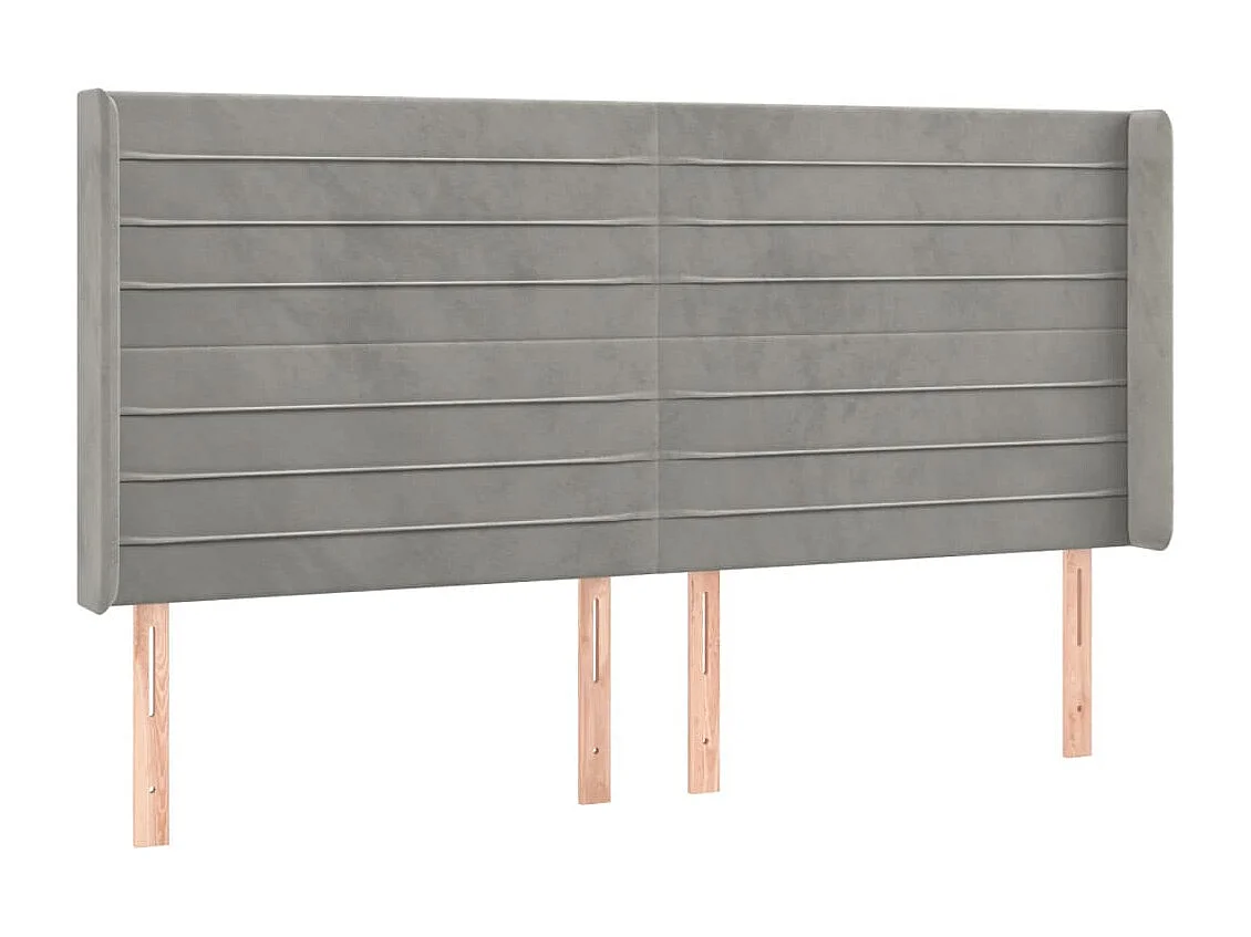Hoofdbord | Hoofdeinde LED 163x16x118/128 cm fluweel lichtgrijs