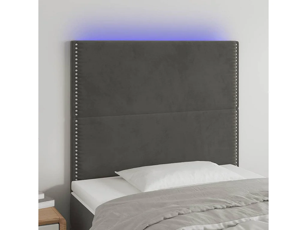 Hoofdbord | Hoofdeinde LED 80x5x118/128 cm fluweel donkergrijs