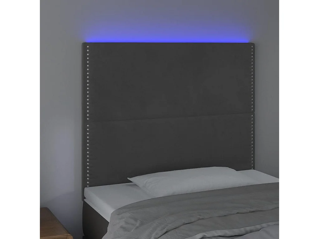 Hoofdbord | Hoofdeinde LED 80x5x118/128 cm fluweel donkergrijs