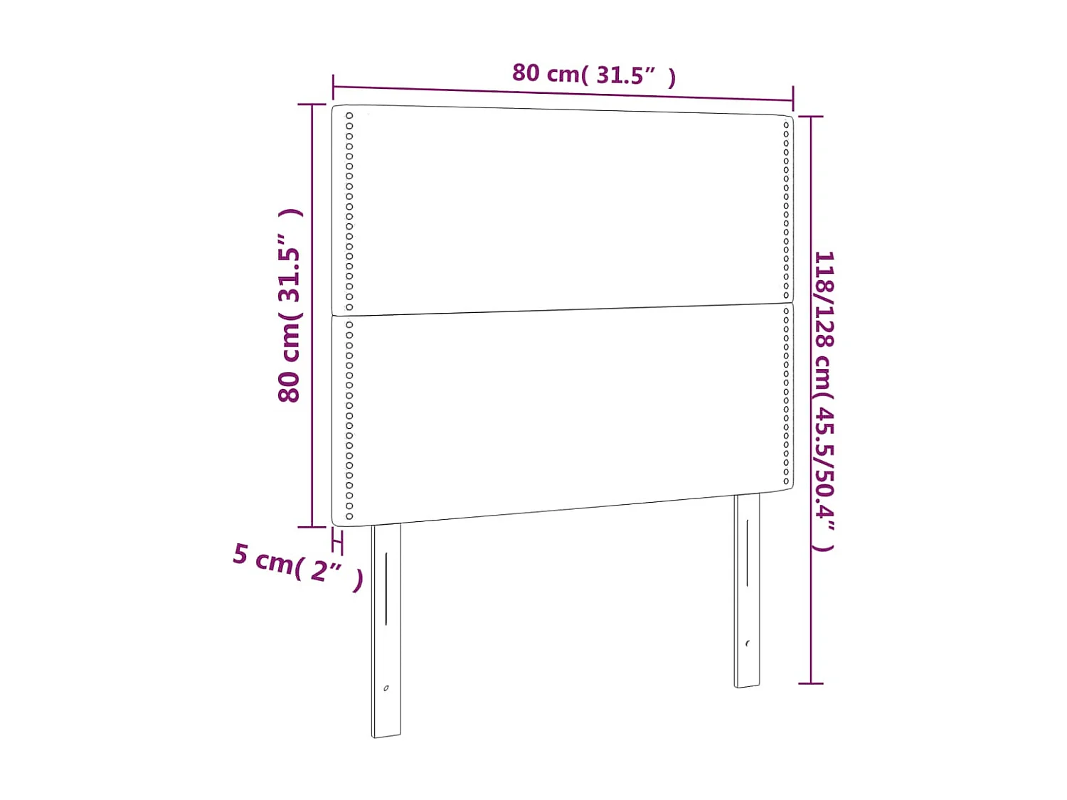 Hoofdbord | Hoofdeinde LED 80x5x118/128 cm fluweel donkergrijs
