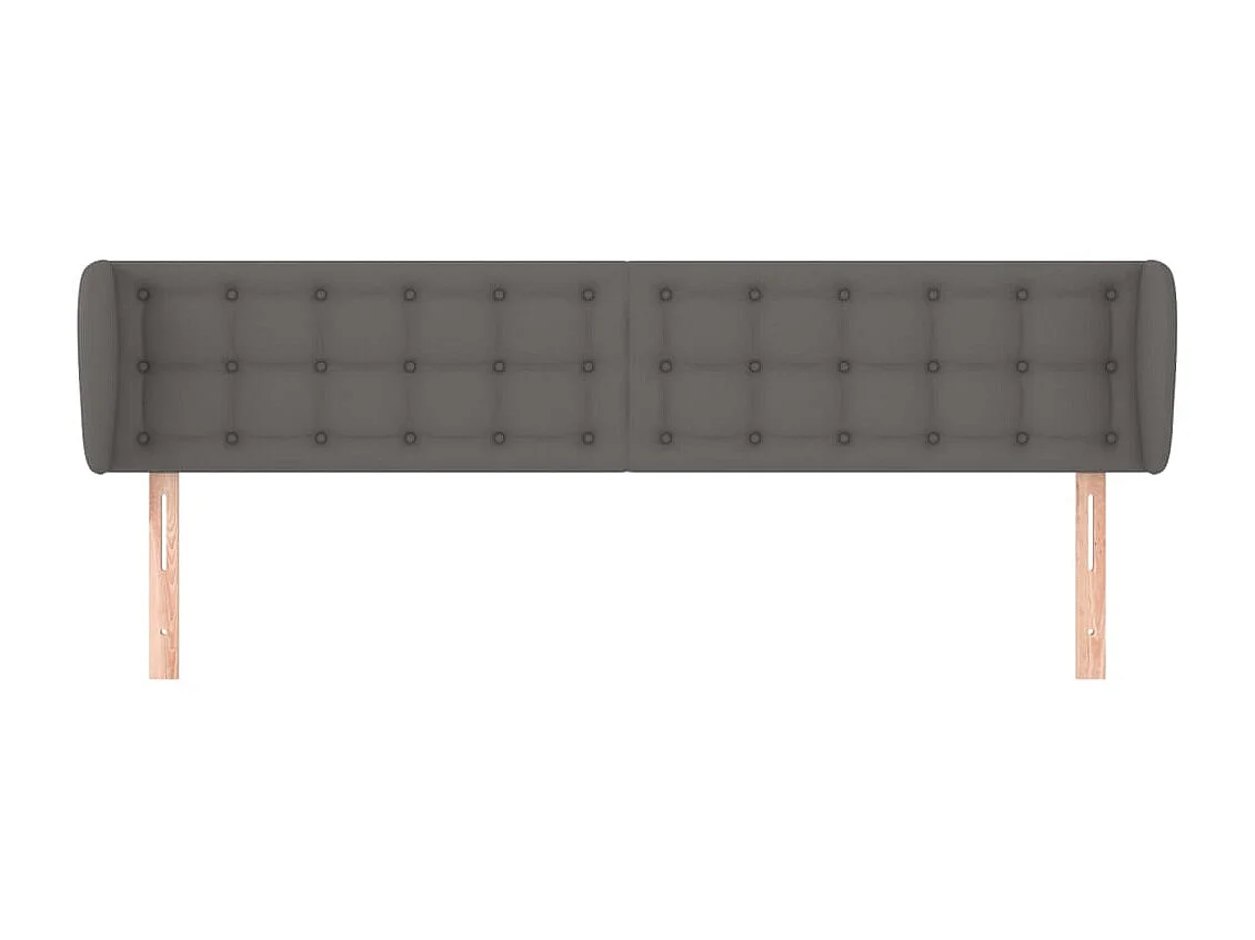 Tête de Lit | Panneau de tête pour lit Moderne avec oreilles Gris 203x23x78/88 cm Similicuir