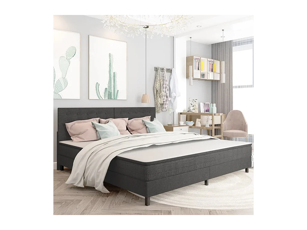 Tête de Lit | Panneau de tête pour lit Moderne touffetée Gris foncé Tissu 200x200 cm