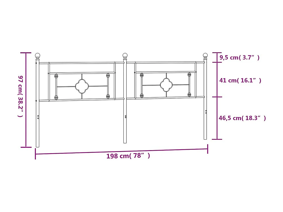 Mueble cabecero | Cabezal de cama | Cabecero de metal blanco 193 cm