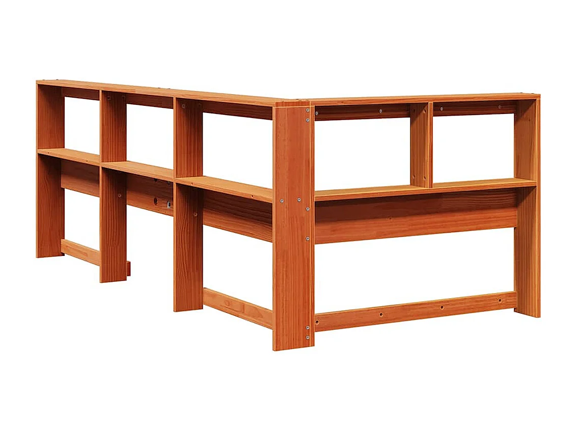 Cabecero cama | Cabezal de cama | Mueble de cabecero estantería forma L marrón encerado 100 cm