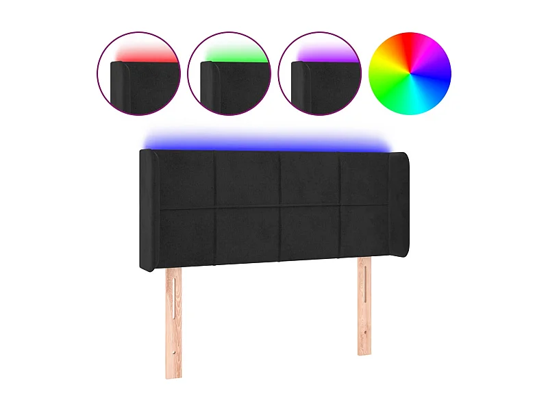 Tête de Lit | Panneau de tête pour lit Moderne à LED Noir 103x16x78/88 cm Velours