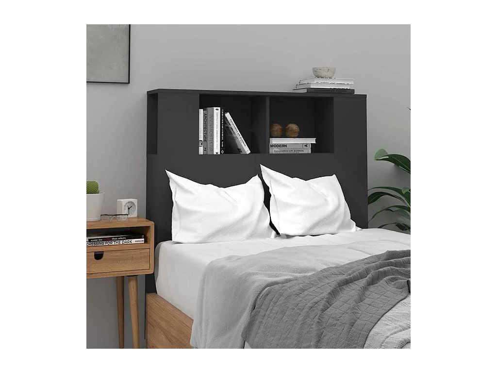 Cabecero de Cama | Cabezal de Cama | Mueble cabecero negro 100x18,5x102,5 cm