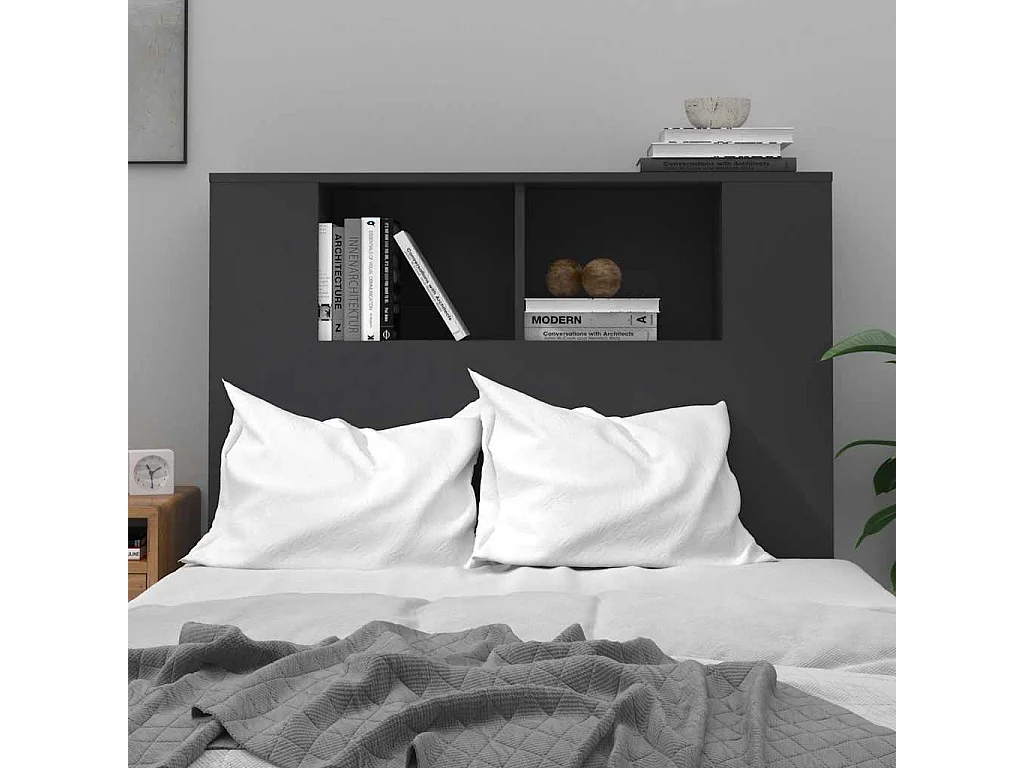 Cabecero de Cama | Cabezal de Cama | Mueble cabecero negro 100x18,5x102,5 cm