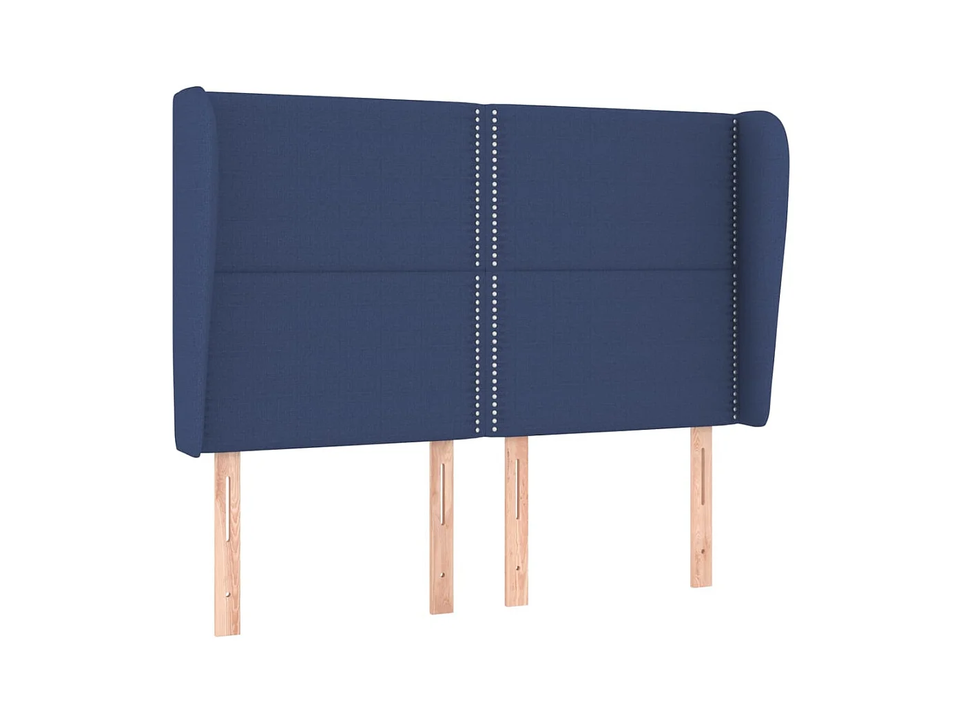 Cabecero | Cabezal de Cama | Mueble cabecero con orejas de tela azul 147x23x118/128 cm