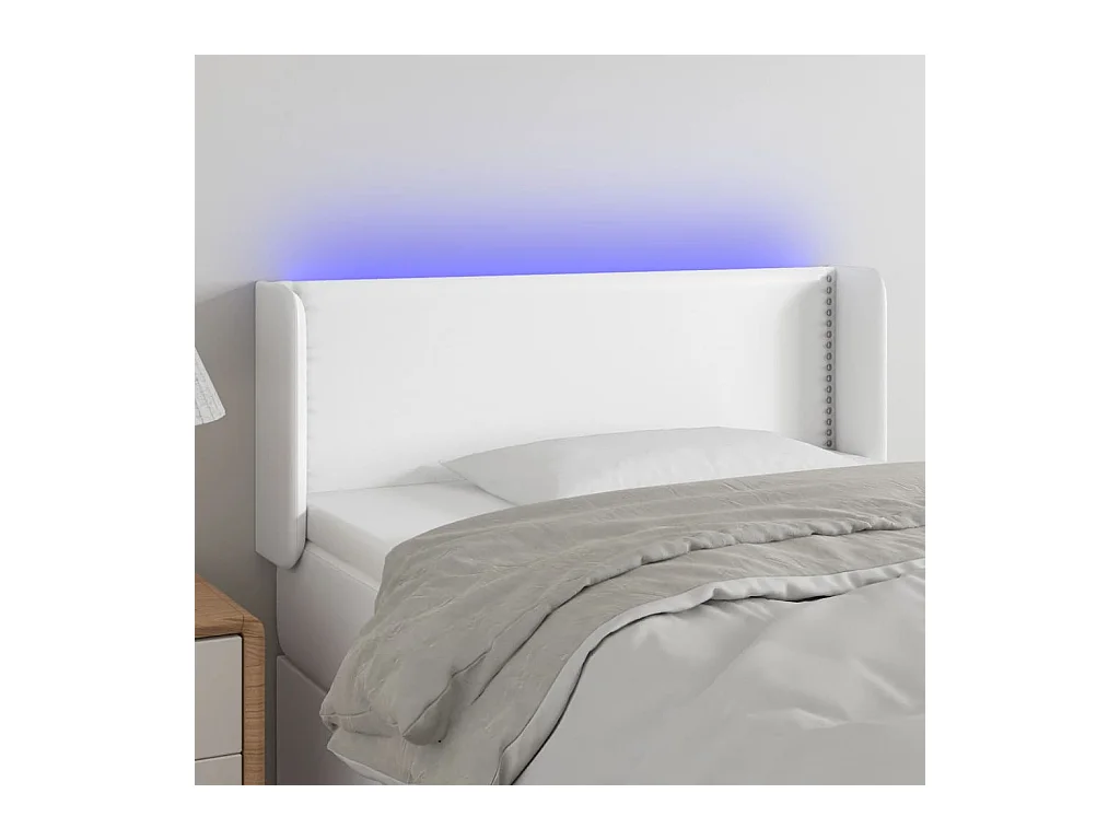 Tête de Lit | Panneau de tête pour lit Moderne à LED Blanc 103x16x78/88 cm Similicuir