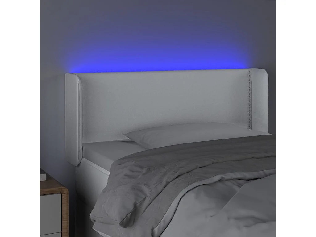 Tête de Lit | Panneau de tête pour lit Moderne à LED Blanc 103x16x78/88 cm Similicuir