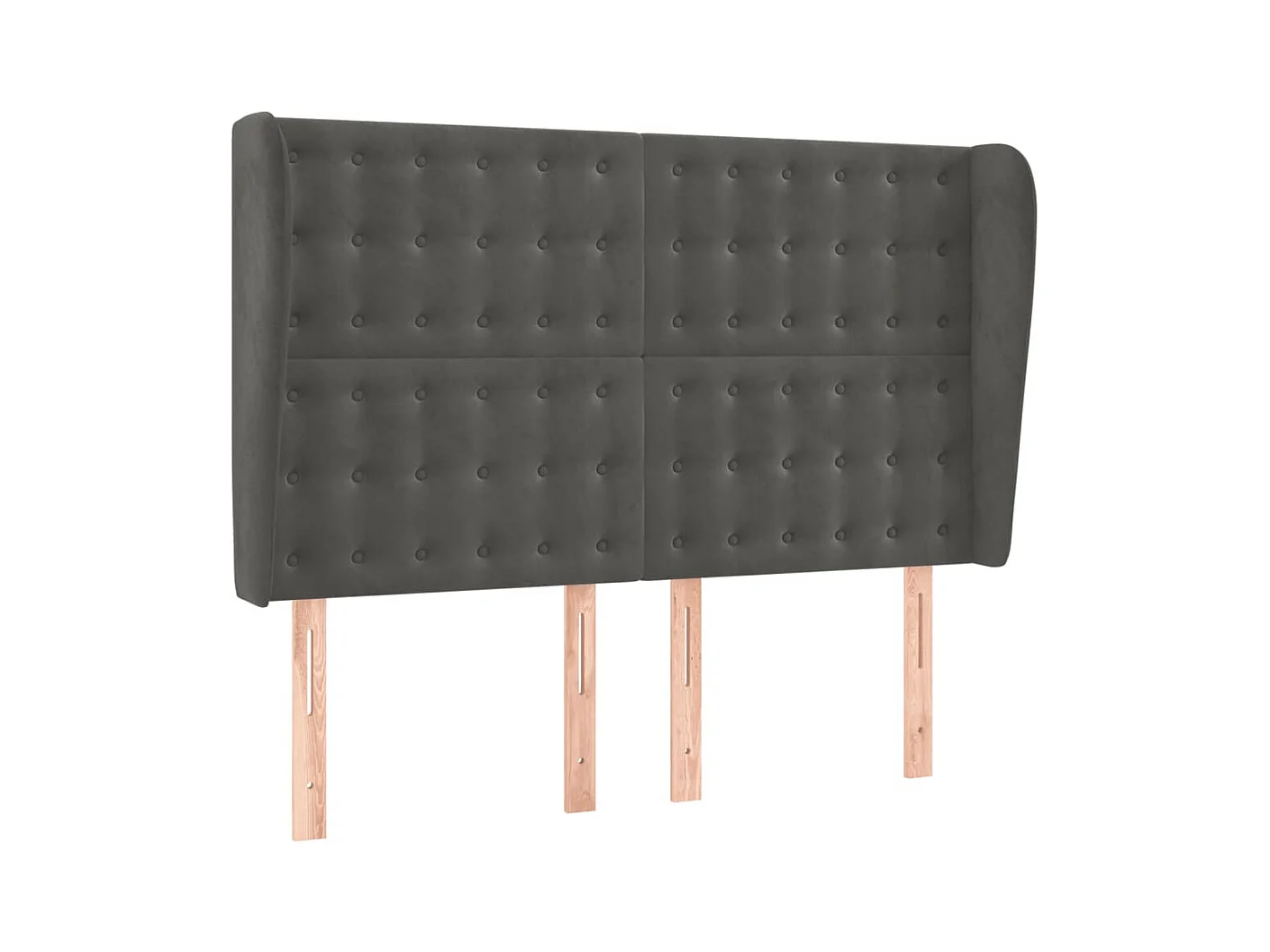 Cabecero | Cabezal de Cama | Mueble cabecero con orejas de terciopelo gris oscuro 147x23x118/128 cm