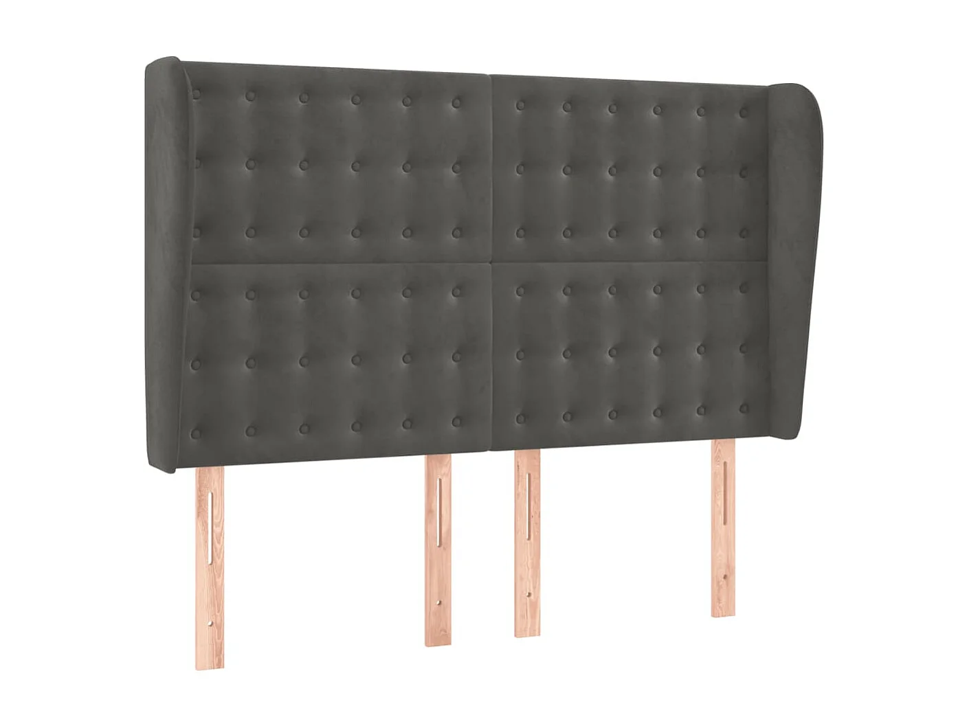 Tête de Lit | Panneau de tête pour lit Moderne avec oreilles Gris foncé 147x23x118/128 cm Velours