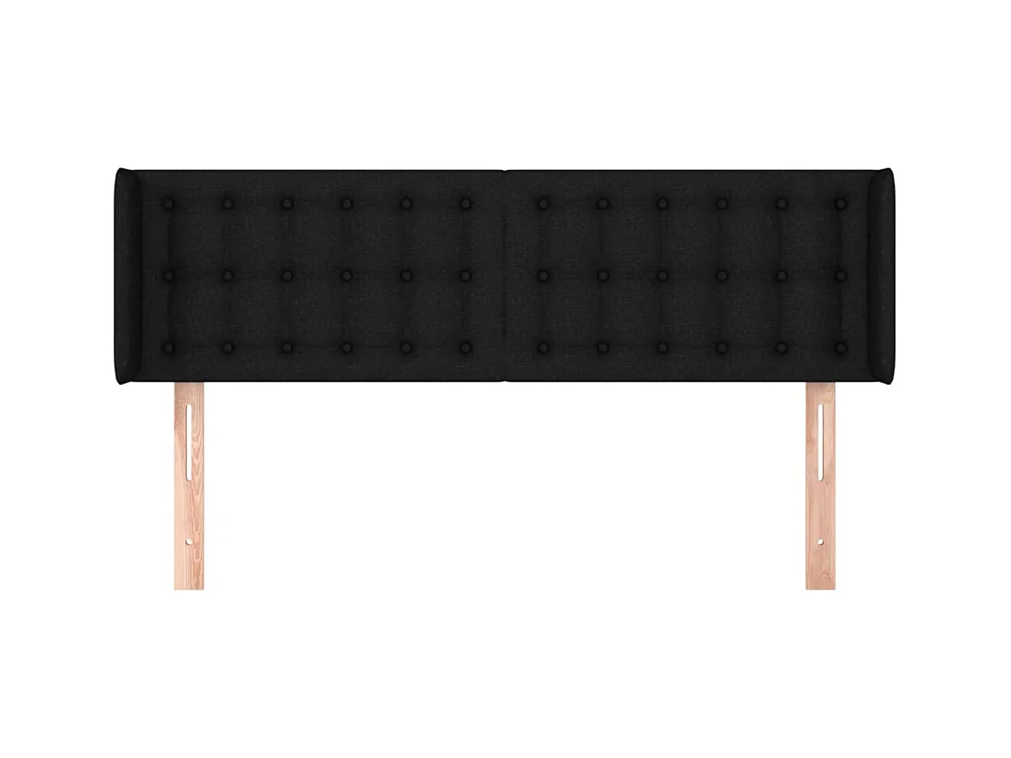 Tête de Lit | Panneau de tête pour lit Moderne avec oreilles Noir 147x16x78/88 cm Tissu