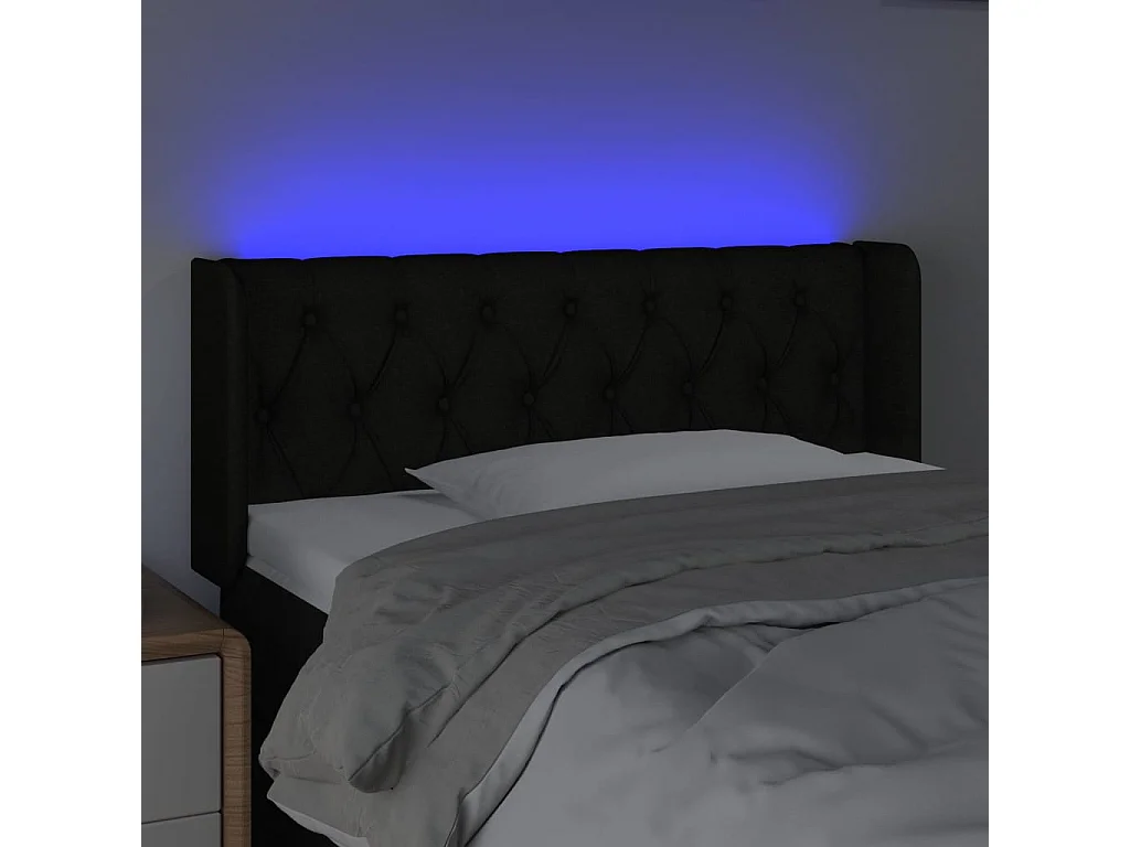 Tête de Lit | Panneau de tête pour lit Moderne à LED Noir 103x16x78/88 cm Tissu