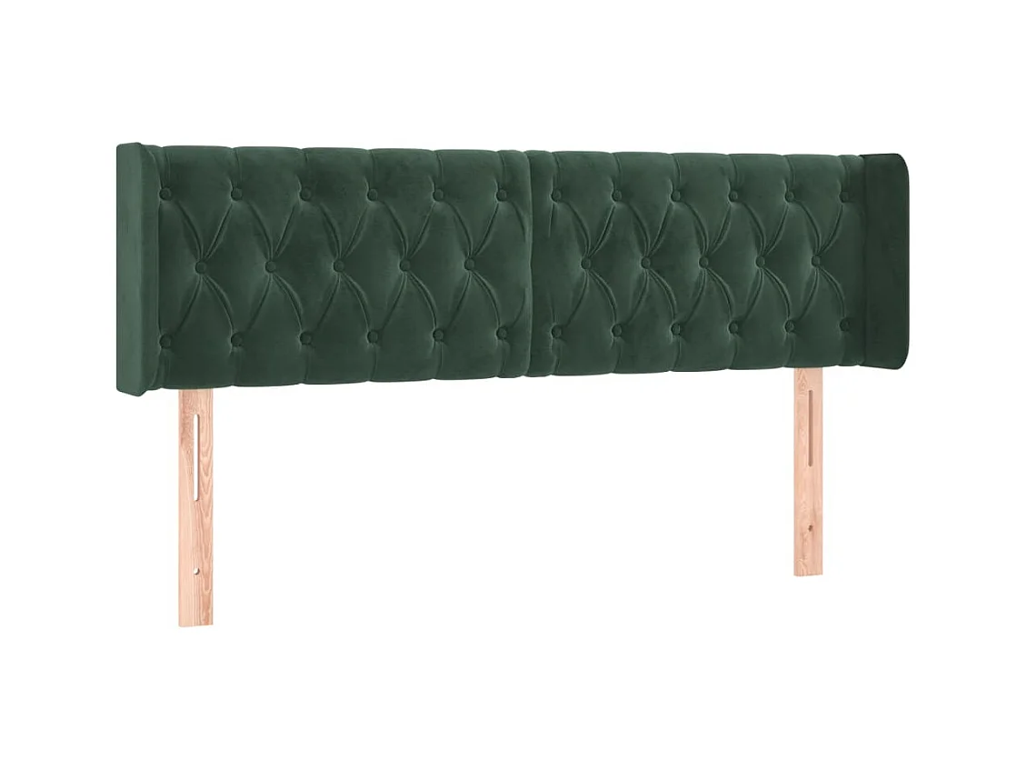 Tête de Lit | Panneau de tête pour lit Moderne à LED Vert foncé 163x16x78/88 cm Velours