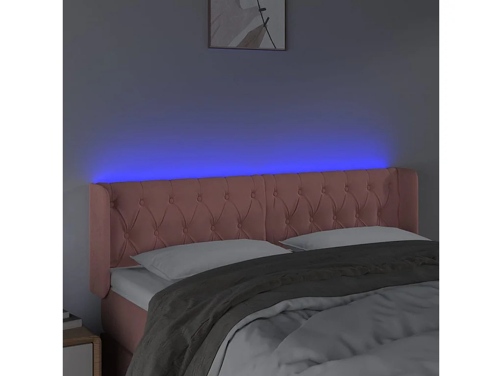 Hoofdbord | Hoofdeinde LED 163x16x78/88 cm fluweel roze