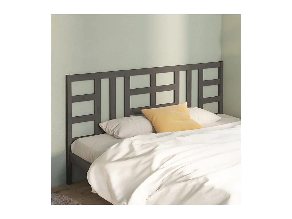 Cabecero de Cama | Cabezal de cama | Mueble de cabecero madera maciza de pino gris 206x4x100 cm