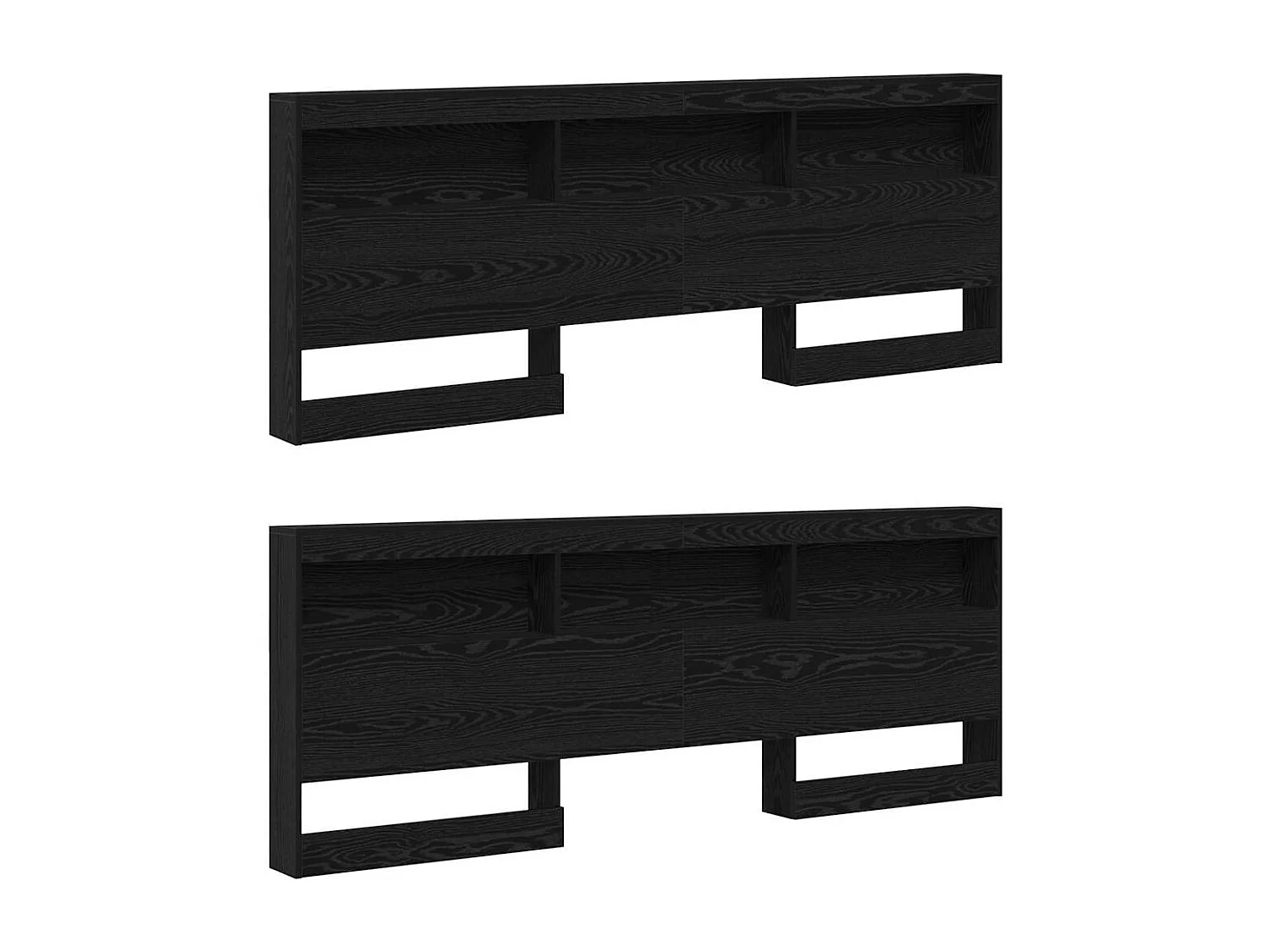 Mueble cabecero con almacenamiento | Cabecera de almacenamiento con estante Roble negro 180 cm