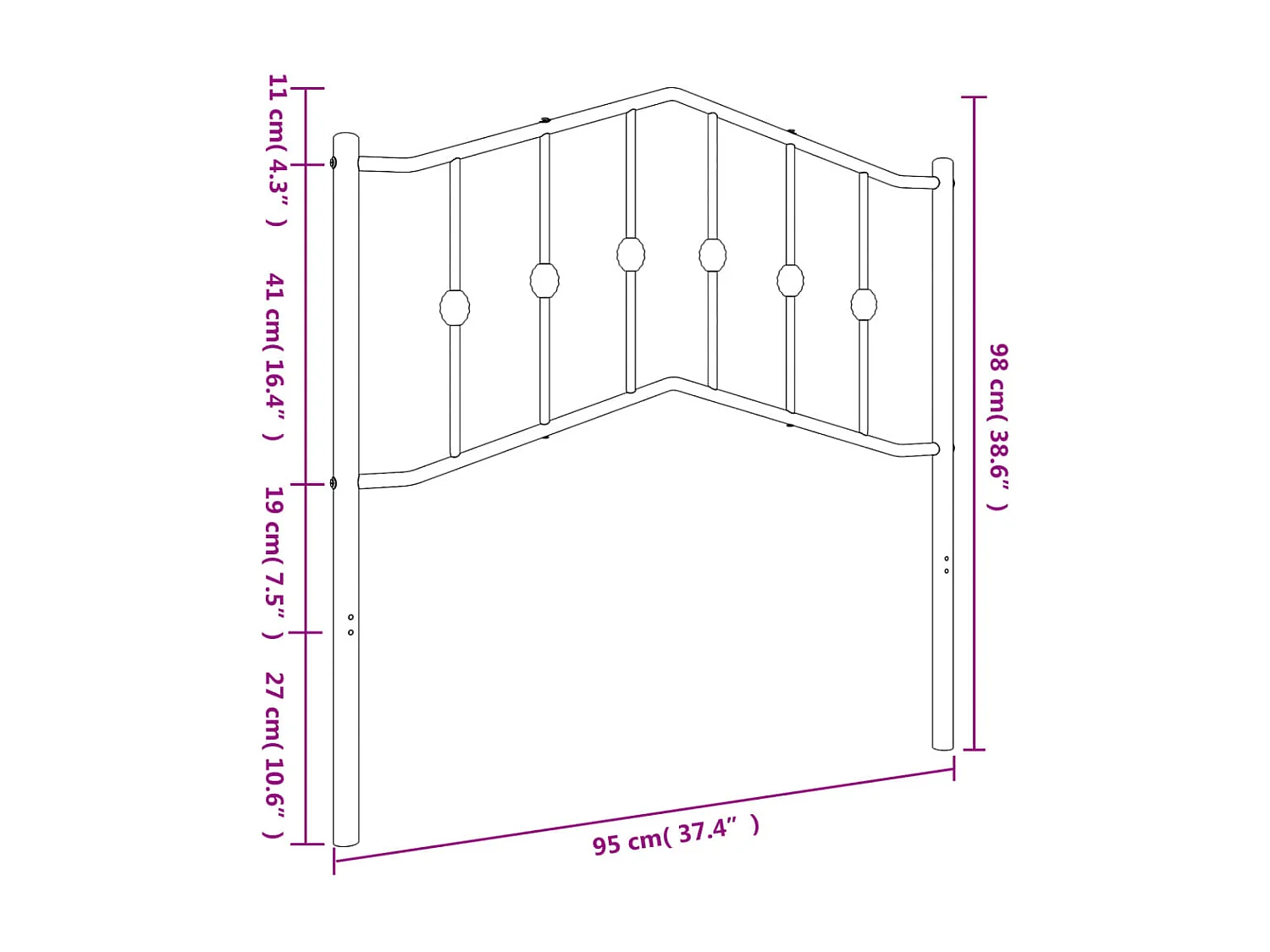 Mueble cabecero | Cabezal de cama | Cabecero de metal blanco 90 cm