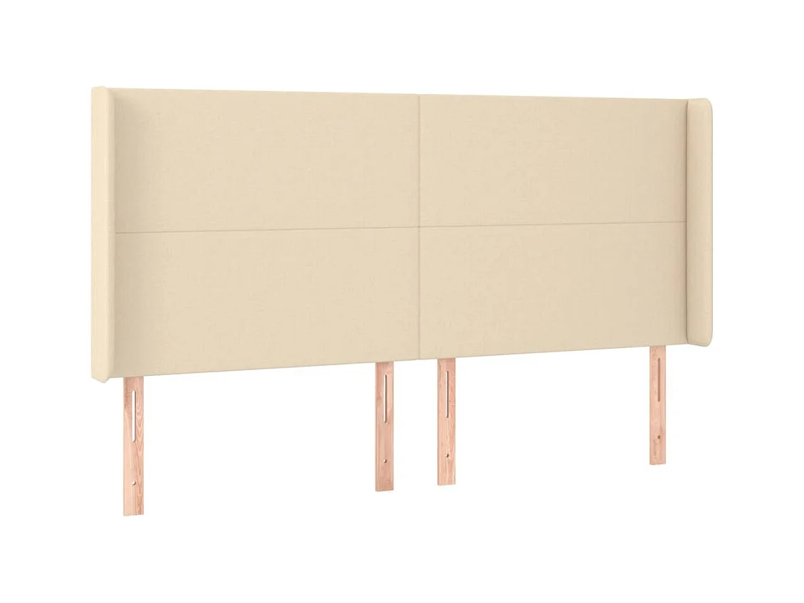 Mueble cabecero | Cabezal de cama | Cabecero con LED de tela color crema 183x16x118/128 cm