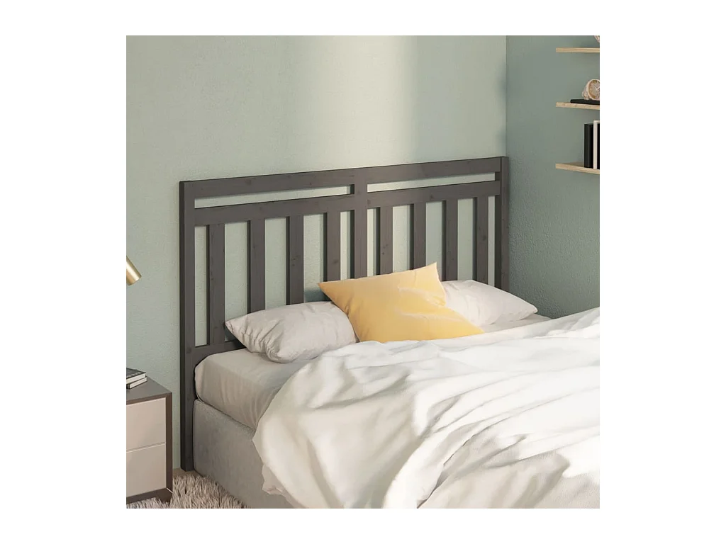 Cabecero de Cama | Cabezal de cama | Mueble de cabecero madera maciza de pino gris 166x4x100 cm