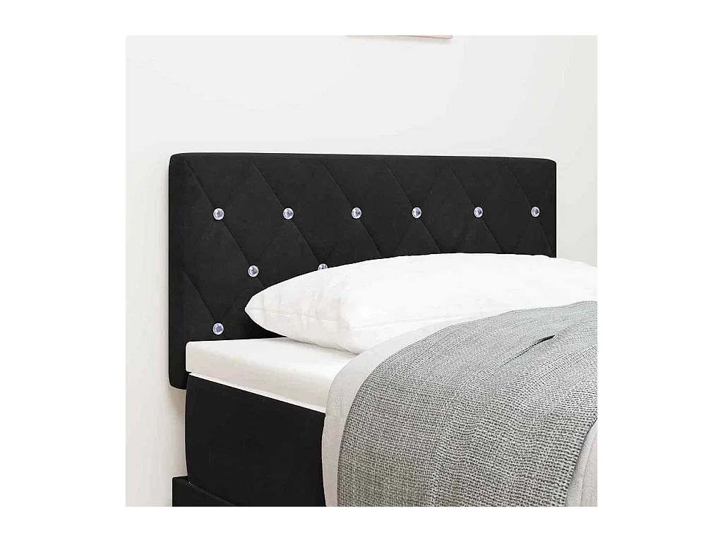 Mueble cabecero | Cabecero | Cabezal de cama LED con luces de tiras LED Negro 80 cm Terciopelo