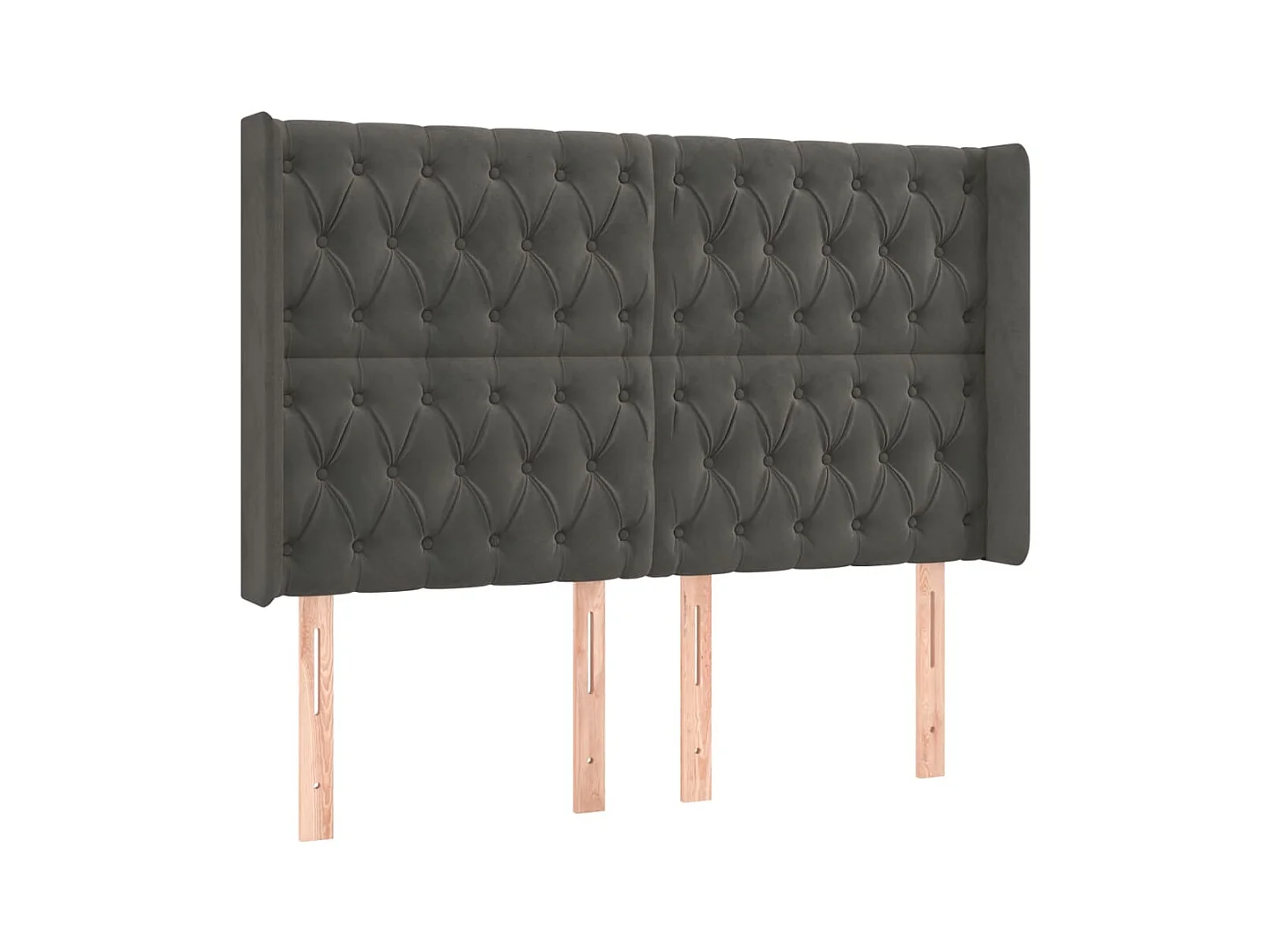 Tête de Lit | Panneau de tête pour lit Moderne avec oreilles Gris foncé 163x16x118/128 cm Velours